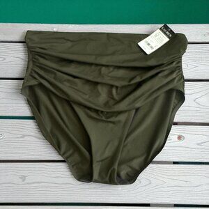 LAUREN RALPH LAUREN Olive Green High Waist Swim Bikini Bottoms Size 18W NEW NWT